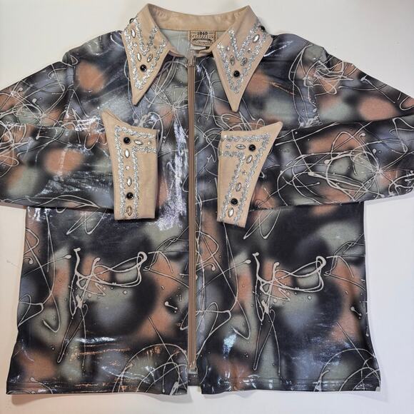 1849 Vintage Western Ranchwear Shirt Jacket Zip-Up Women XXL USA Made Rodeo Show - Picture 1 of 10